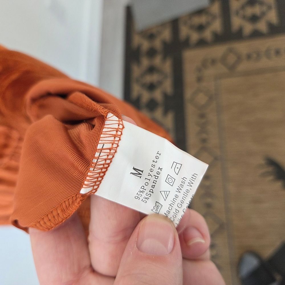 Burnt Orange Copper Velvet Maxi Dress Tiered Smocked Holiday Party Christmas M - Picture 7 of 12